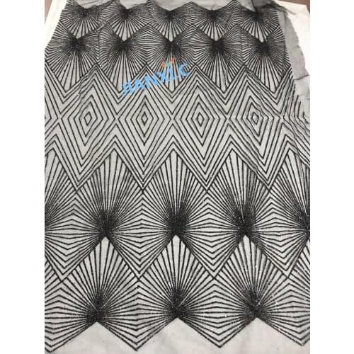 Fashion French tulle material for evening dress Excellent African net lace fabric jianxi-11309 with glued glitters