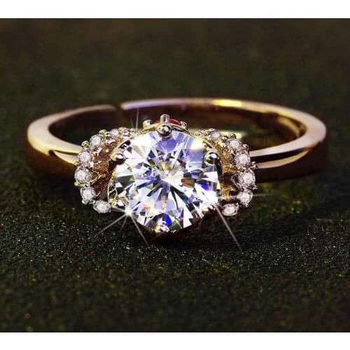 Trendy Round Crystal Zircon Ring for Women Engagement Party Wedding Female Rings Jewelry Hand Accessories Valentine For Her