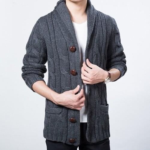 2019 Autumn Winter MenS Sweater Casual Solid Knit Jacket Men Fashion Stand Collar Warm Thick Warm Sweater Men KK3092