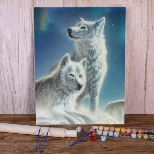 Snow Wolf DIY Painting By Numbers Complete Kit Acrylic Paints 40*50 Boards By Numbers Handmade For Children For Handicraft
