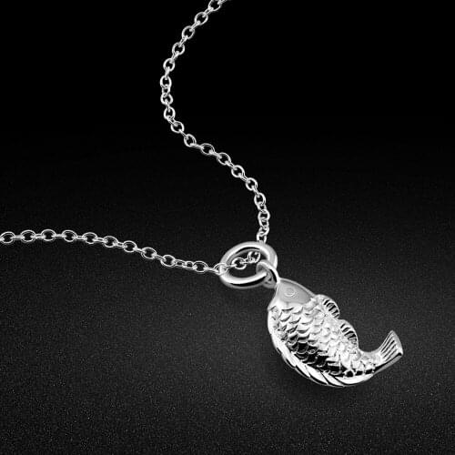 100%925 sterling silver necklace cute little fish pendant design girls Fashion Accessories solid silver clavicle Jewelry Gift