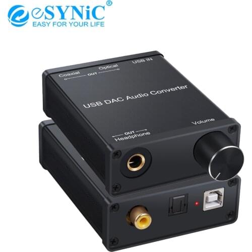 ESYNiC USB DAC Audio Converter USB Audio Sound Card USB To Coaxial S/PDIF Digital To Analog Signal With Headphone Amp For PS3/4