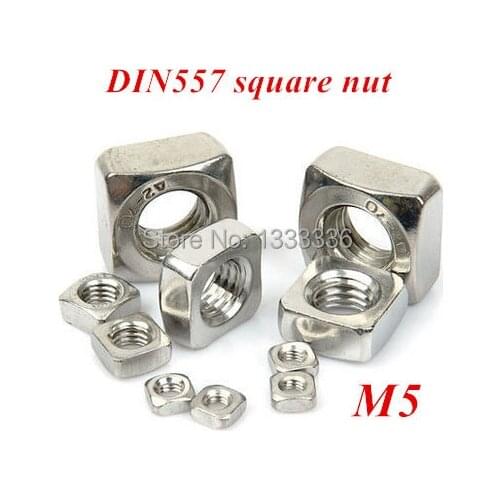 100pcs M5 DIN557 Square Nut Metric A2 Stainless Steel Square Screw Support Aluminum Profile M3M4M5M6M8M10M12 Avaiable