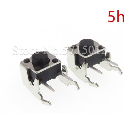 100pcs/lot Tact Switch 6*6*5mm 2pin with Bracket Tactile Push Button Switches Touch Micro Switch Right Angle With Stent