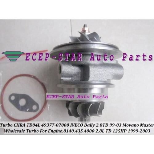 Turbo Cartridge CHRA TD04L 49377-07000 53039880075 53039880034 Turbocharger For IVECO Daily 1999-03 8140.43S.4000 2.8L TD 125HP