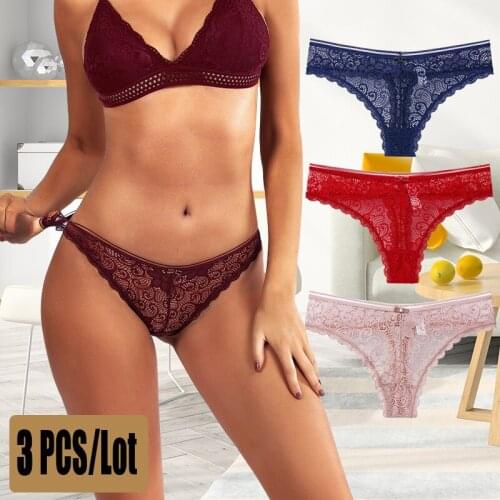 LEVAO Ladies Transparent Low Waist Panties Women Bow Sexy T-Back Thong Lingerie Female Light Ice Silk Lace Underwear G-String