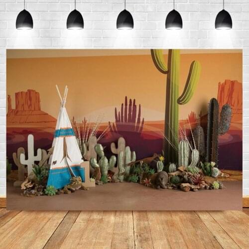 Desert View Scenic Theme Photography Backdrop Wild One Birthday Baby Shower Cactus Jungle Portrait Art Photo Backgrounds