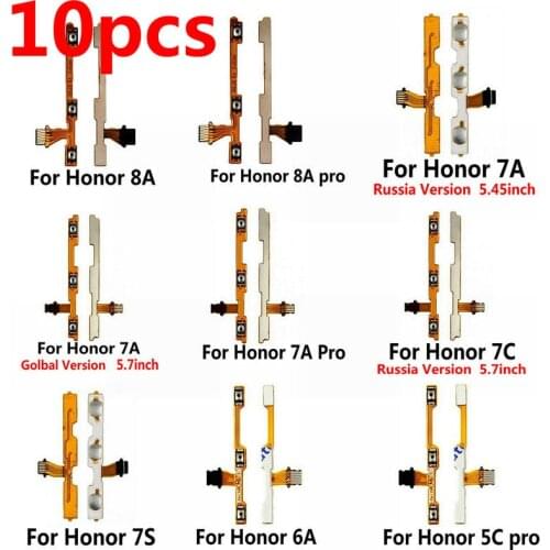 10pcs New Power on/off & volume up/down buttons flex cable Replacement for Huawei Honor Play 8A 7A 7C 7X 7S 6A 6C 6X 5C Pro