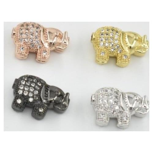 13*9mm Elephant crystal micro pave cz zircon cubic zirconia beads copper silver gold black plated bracelet accessories gdf2