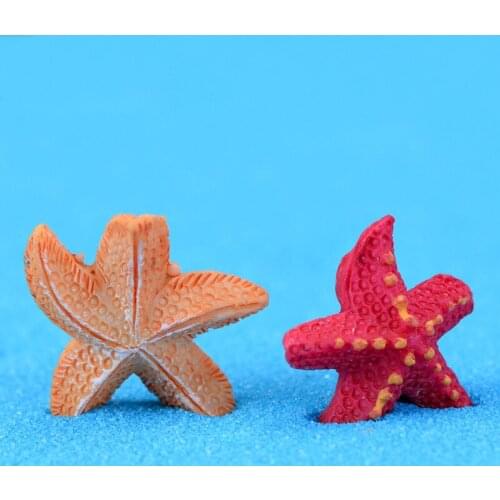 2PCS Miniatures Starfish Fairy Garden Gnomes Terrariums Craft Mediterranean Resin Garden Decoration Handmade DIY Accessories