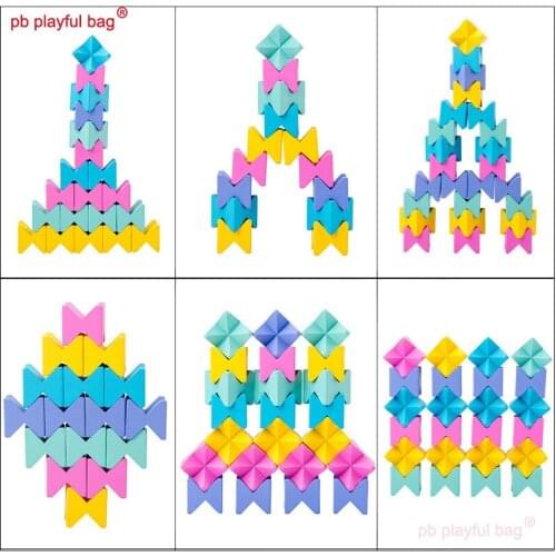 PB Playful bag 25pcs five color building blocks DIY Educational Toys for children understanding color and improving balance UG08