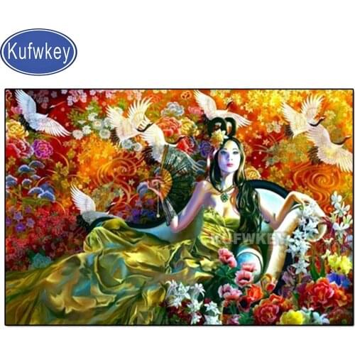 Full square round drills diamond mosaic"japanese Kimono Geisha"5d diy diamond painting embroidery 3d woman Pictures