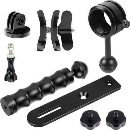 Aluminum Mount Adapter Outdoor Diving Camera Handheld Bracket Set Handle Clips Screws for Sports Camera Photography Spare Parts