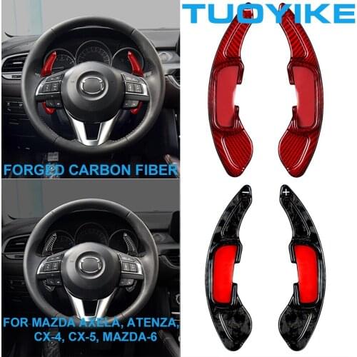 Car Forged Real Carbon Fiber Central Steering Wheel Paddle Shifter Extension Auxiliary For Mazda Axela Atenza CX-5 CX-4 Mazda-6