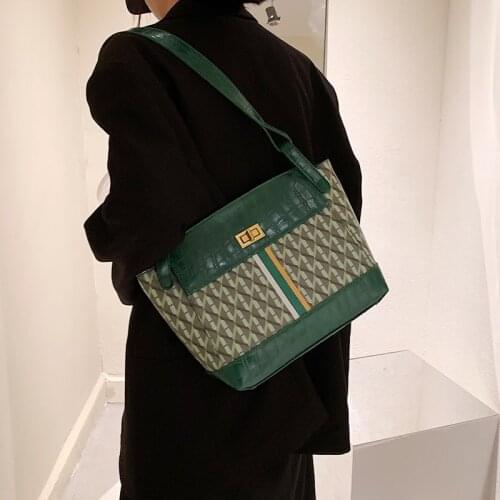 Brand Designer Women Green Handbags Large Capacity PU Leather Bags Feamle Shoulder Bag Printing Pattern Crossbody Bag Prom Bags