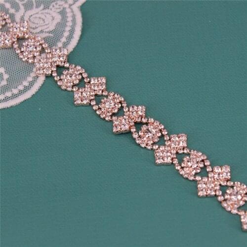 1 Yard Crystal Rhinestone Trim Chain Handmade Bridal Trimming Belt Applique DIY Jewelry for Women Dress Embellishment