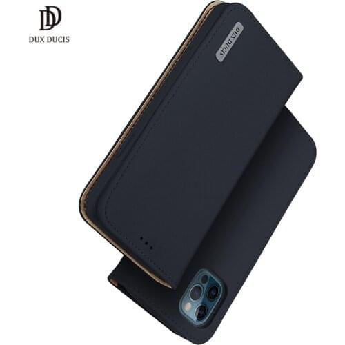 For iPhone 12 Pro Max Case DUXDUCIS Wish Series Genuine Leather Wallet Flip Case with card Slot Magnetic Closure Full Protection