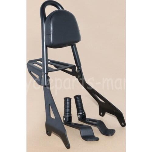 Black Motorcycle Backrest Sissy Bar Luggage Rack w Pad Footpegs For Yamaha bolt xvs950 R-spec bolt xvs950 C-spec 2014-2017 16 15