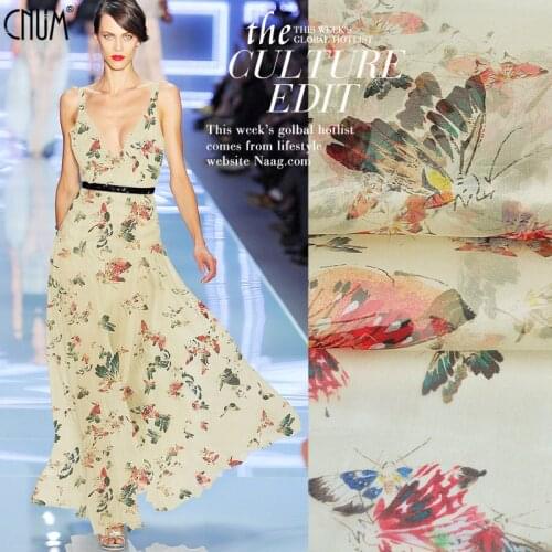 CNUM SO127 100% Natural Silk Organza/ Insect, Ink Painting /Silk Fabric/ Width 1.42yd Thickness 6mm/ Unit: Meter