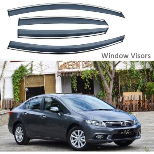 For Honda Civic 2012-2015 Car Styling Awnings Shelters Window Visors rain eyebrow Protector Exterior decoration 4PCS/SET 2013