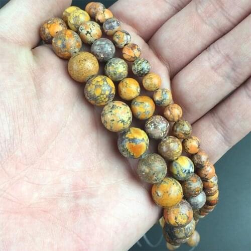 Natural Stone Yellow American Turquoises Howlite Loose Round Beads For Jewelry Making DIY Charms Bracelet Accessories 4 6 8 10mm