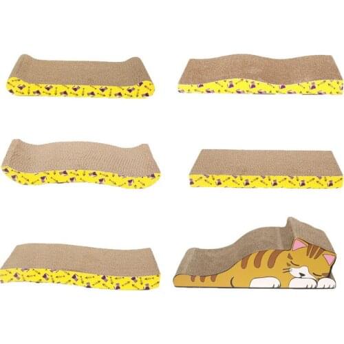 Cute Cat Ccratcher Corrugated Paper Pet Grinder Wear-resistant Claw Bite Square Wave Cardboard Cat Toy Send Catnip