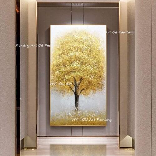 Gold tree Oil painting 100% hand painted oil painting on canvas paintings home decoration wall pictures for living room pciture