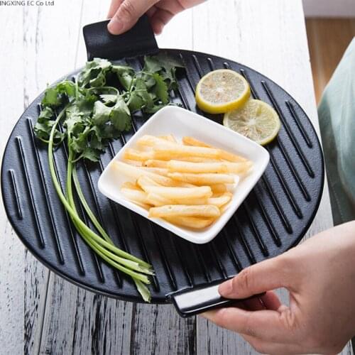 Retro Ceramic Dish Creative Irregular Western Steak Plate Black Gold Edge Frosted Tableware Household Baking Pan Pizza Plate