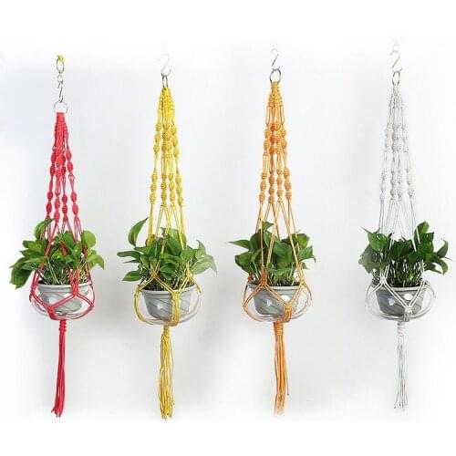 Plant Flower Basket Rope Ornament Home Garden Macrame Pot Holder Hanging Hanger