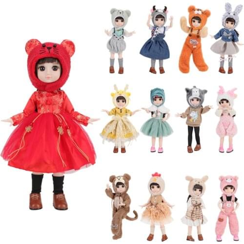 28cm Doll Animal Series 1/6 Bjd Doll Set Dragon Tiger Pig Bjd 20 Joints Doll with Clothes Kids Toys for Girls