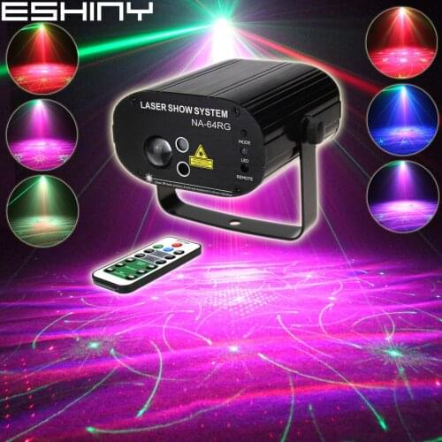 ESHINY R&G Laser 64 Patterns Aurora Water Galaxy Sky Effect RGB LED DJ Family Party Xmas Bar Dance Lighting Stage Light N8T211