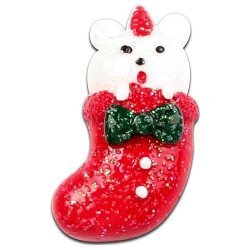 LF 10Pcs Resin Christmas Stockings Patch Decoration Crafts Flatback Cabochon Embellishments For Scrapbooking Diy Accessories