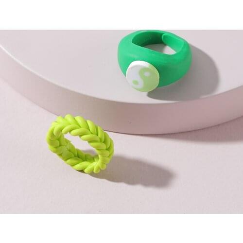 LUNA CHIAO Y 2 K Handmade Yin & Yang Statement Ring - Stacked Clay Rings for Women