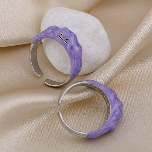 2021 Trend New Unusual Ring Korean Open Rings Dreamy Purple Cute Smiley Monster Ring Women Girls Fashion Jewelry Gift