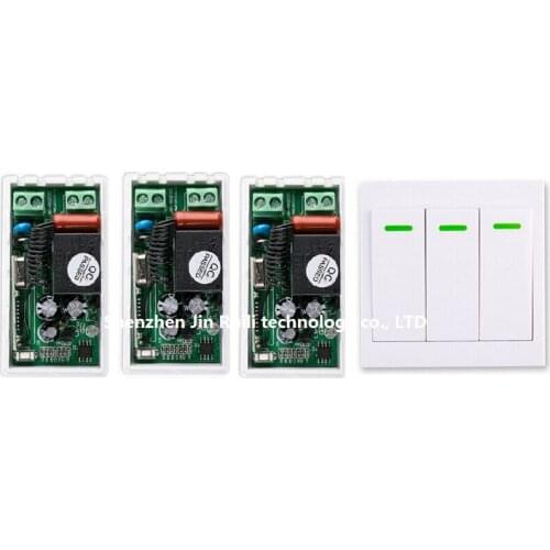 New AC 220 V 1CH Wireless Remote Control Switch System Receiver + Wall Panel Remote Transmitter Sticky Remote Smart Home Switch