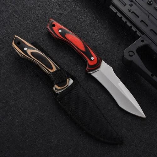 9.06'' Fixed Blade Knife Survival Tactical Knife Outdoor Hiking Camping Hunting Knives Wood Handle Self-defense Combat EDC Tools
