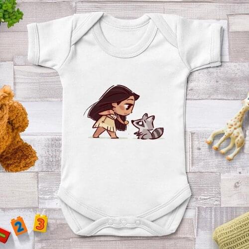 Newborn Baby Clothes Baby Girl Baby Boy Jumpsuits Harajuku Streetwear Infant Bodysuits Disney Princess Cute Cartoon Printed Tops