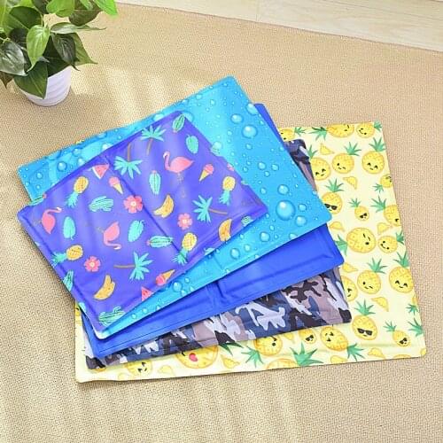 Pet Cold Gel Pad Dog Cooling Cushion PVC Soft Comfortable Heat Relief Cat sleeping Bed mat Cartoon Print Puppy Ice Mattress
