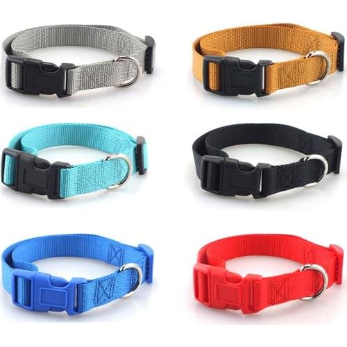 Pet Dog Collar Classic Solid Basic Polyester Nylon Dog Collar with Quick Snap Buckle Can Match Leash & Harness