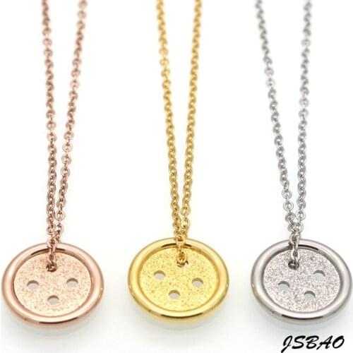 JSBAO Top Quality Stainless Steel Chain Necklace With Button Pendant Necklace For Women Fashion Jewelry Girlfriend Gift
