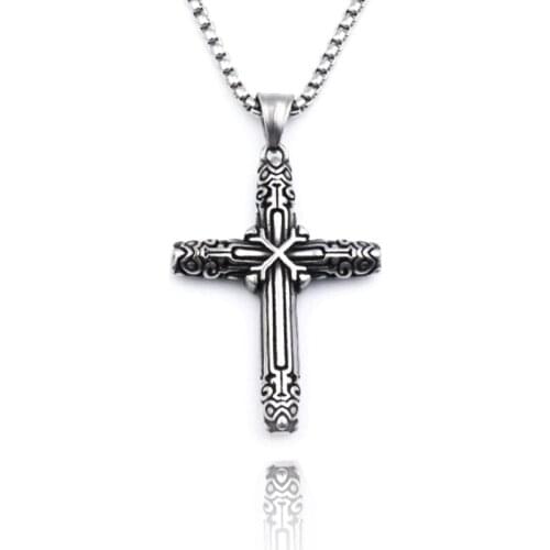 Cross Pendant Necklace Charm Alloy Hip Hop Men Pendant & Necklace Religious Belief Jewelry Stainless Steel Necklaces
