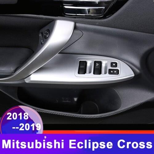 Car Interior Door Armrest Panel Window Switch Lift Buttons Cover Trim Sticker For Mitsubishi Eclipse Cross 2018 2019 Accessories