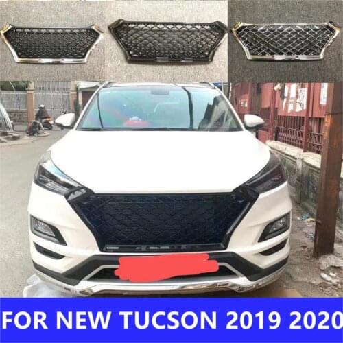 For 2019 2020 Hyundai New Tucson FUSION RACING GRILLE GRILL FRONT MASK COVER GRILLS BLACK SILVER CAR STYLING accessories
