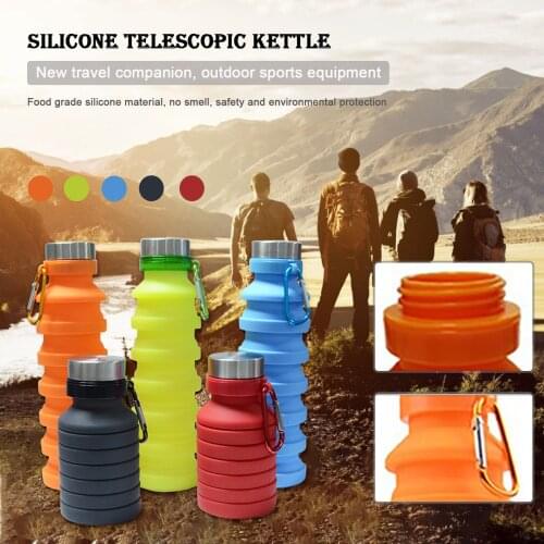 Portable Silicone Water Bottle Retractable Folding Cycling Sports Bottles Outdoor Travel Camping Tool Collapsible Drinkware Cups
