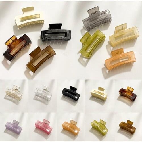 Rectangle Hair Claws Plastic Hair Grab Clips Women Korean Hair Accessories for Girls Buckle Bath Ponytail Holder Hairpins