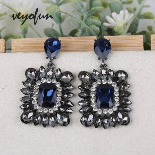 Veyofun Luxury Crystal Drop Earrings Vintage Party Bridal Dangle Earrings Fashion Jewelry for Women New Gift