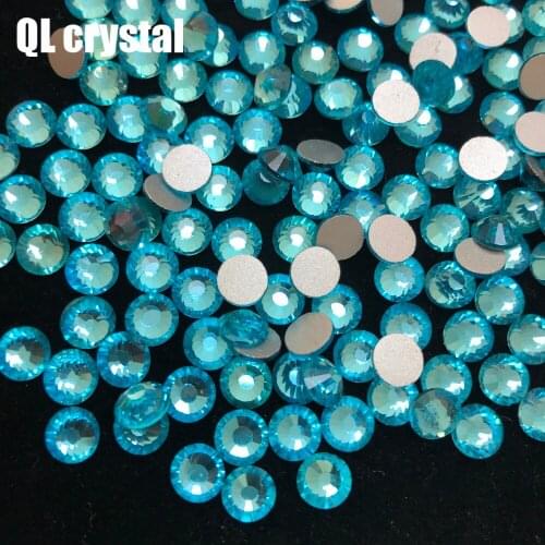 Blue Glue on Glitter Flatback Glass Crystal Non Hot fix rhinestone For Gymnastics Clothes Shoes 3D Nail Art Decoration
