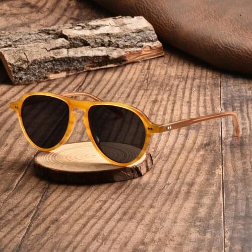Handmade Warmth Pilot Polarized Men Sunglasses Super Light Imported Acetate Sun Glasses Women Prescription Eyewear UV Protection