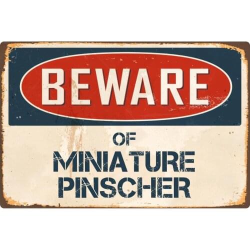 StickerPirate Beware of Miniature Pinscher 8 x 12 Vintage Aluminum Retro Metal Sign VS279
