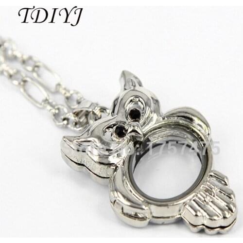 TDIYJ Wholesale 5pcs Newest 35mm*40mm Zinc Alloy Owl Locket for Beautiful Women FF130